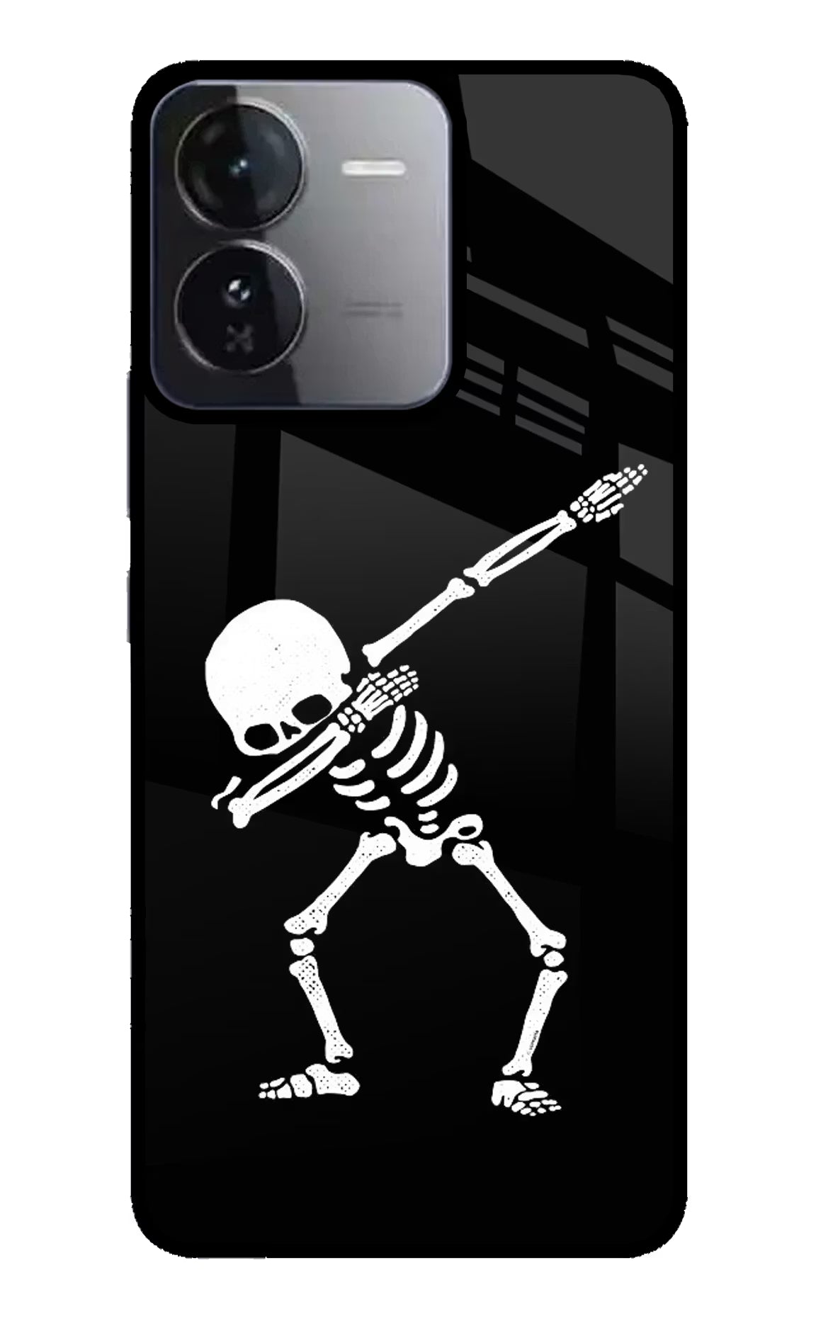 Dabbing Skeleton Art iQOO Z9 5G Glass Case Back Cover by Casekaro