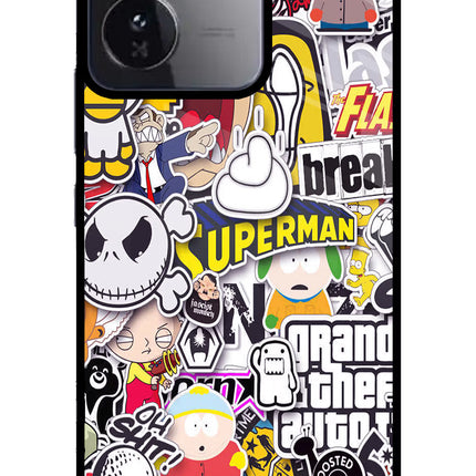 Sticker Bomb iQOO Z9 5G Glass Case Back Cover by Casekaro