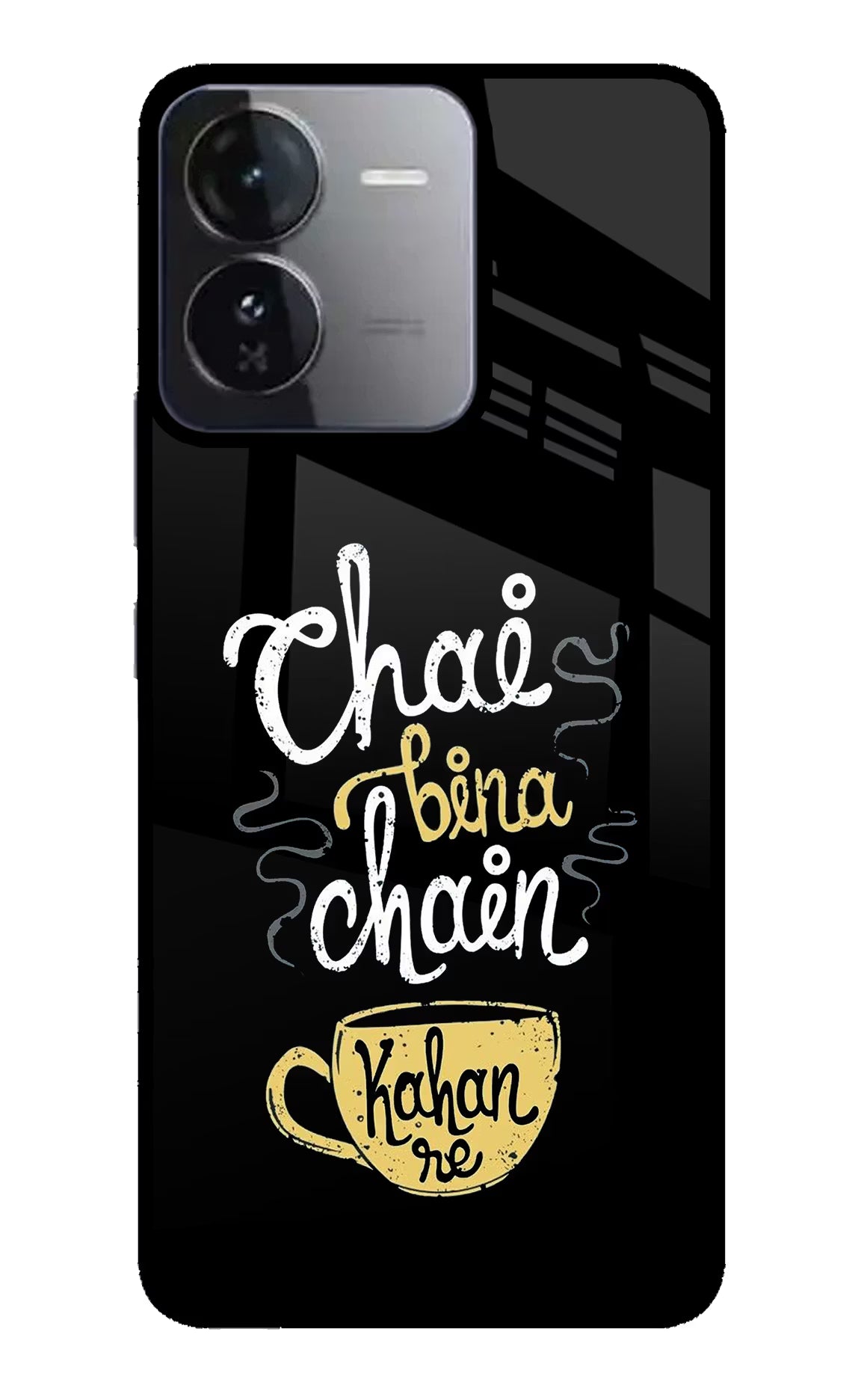 Chai Bina Chain Kaha Re iQOO Z9 5G Glass Case Back Cover by Casekaro