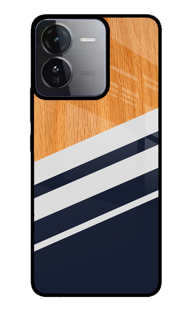 Blue and white wooden iQOO Z9 5G Glass Case Back Cover by Casekaro