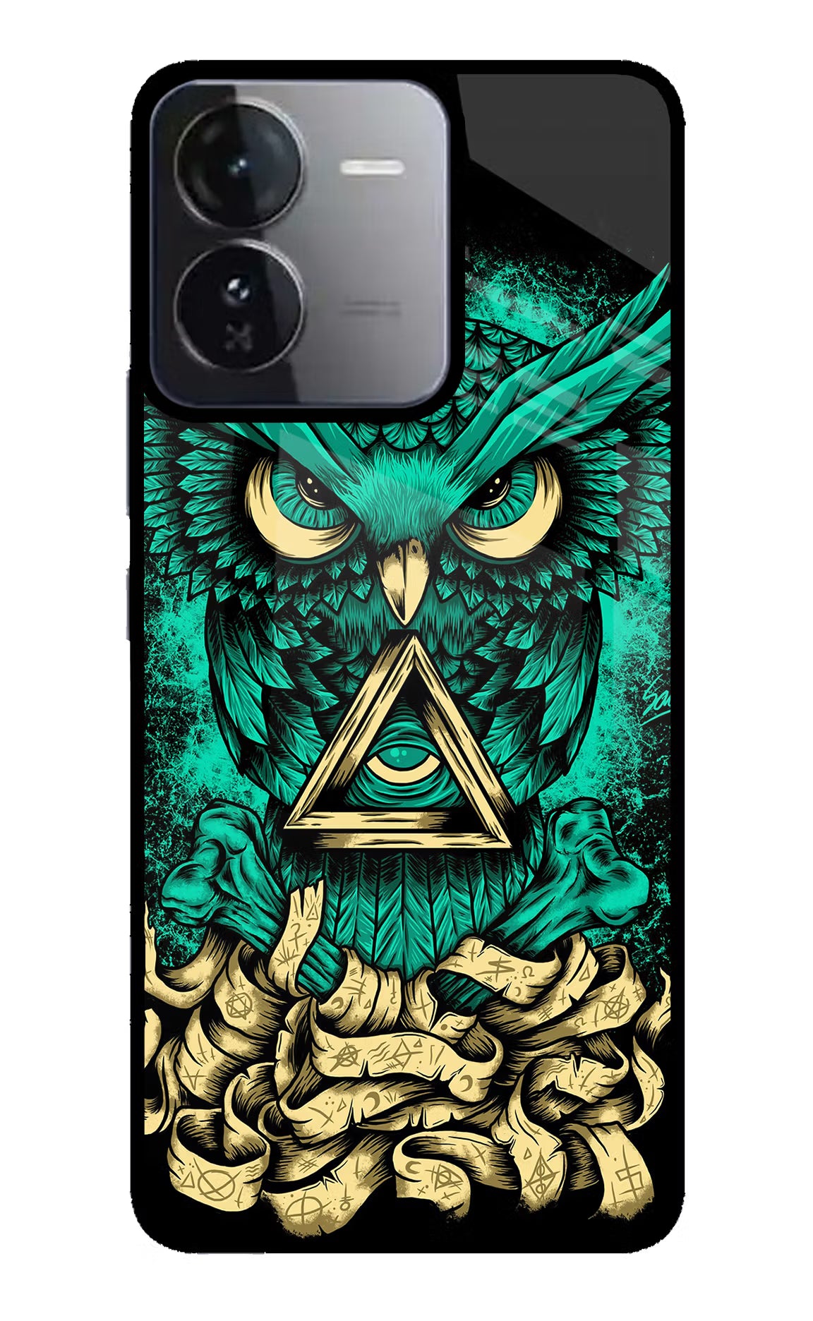 Green Owl iQOO Z9 5G Glass Case Back Cover by Casekaro