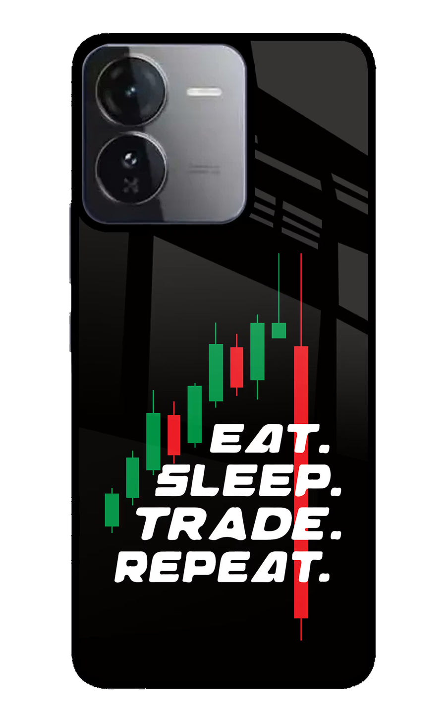 Eat Sleep Trade Repeat iQOO Z9 5G Back Cover, Glass case
