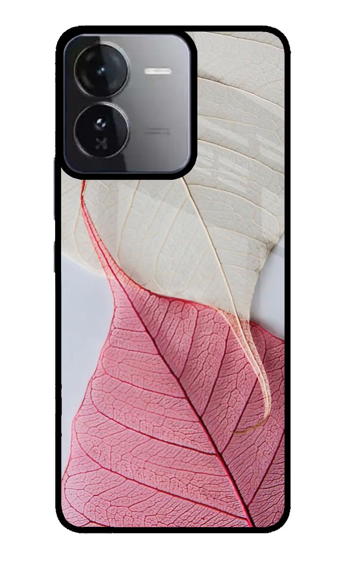 White Pink Leaf iQOO Z9 5G Glass Case Back Cover by Casekaro