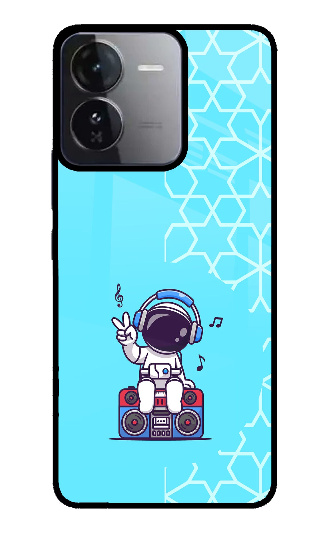 Cute Astronaut Chilling iQOO Z9 5G Glass Case Back Cover by Casekaro