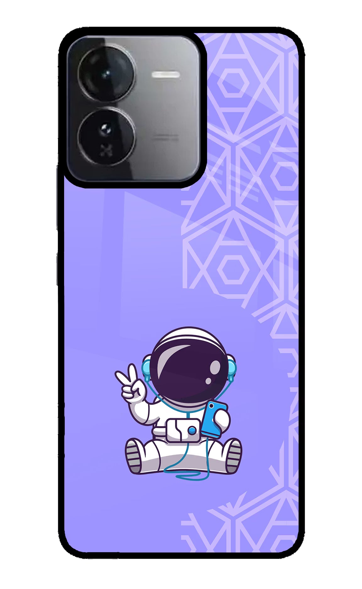 Cute Astronaut Chilling iQOO Z9 5G Glass Case Back Cover by Casekaro