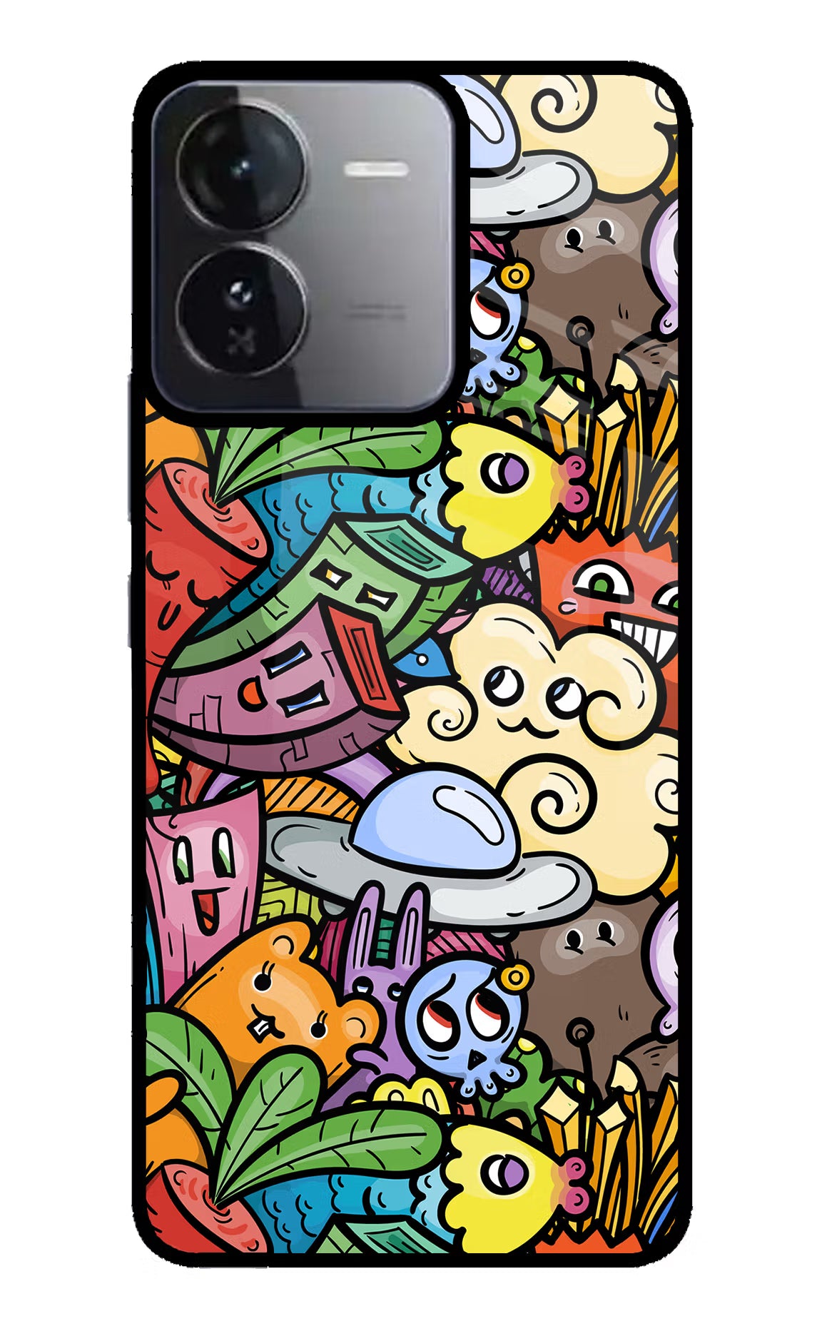 Veggie Doodle iQOO Z9 5G Glass Case Back Cover by Casekaro