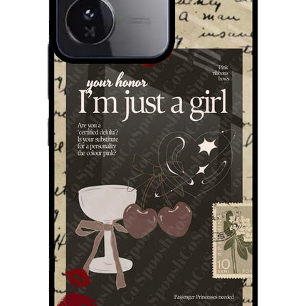 I am just a girl iQOO Z9 5G Glass Case