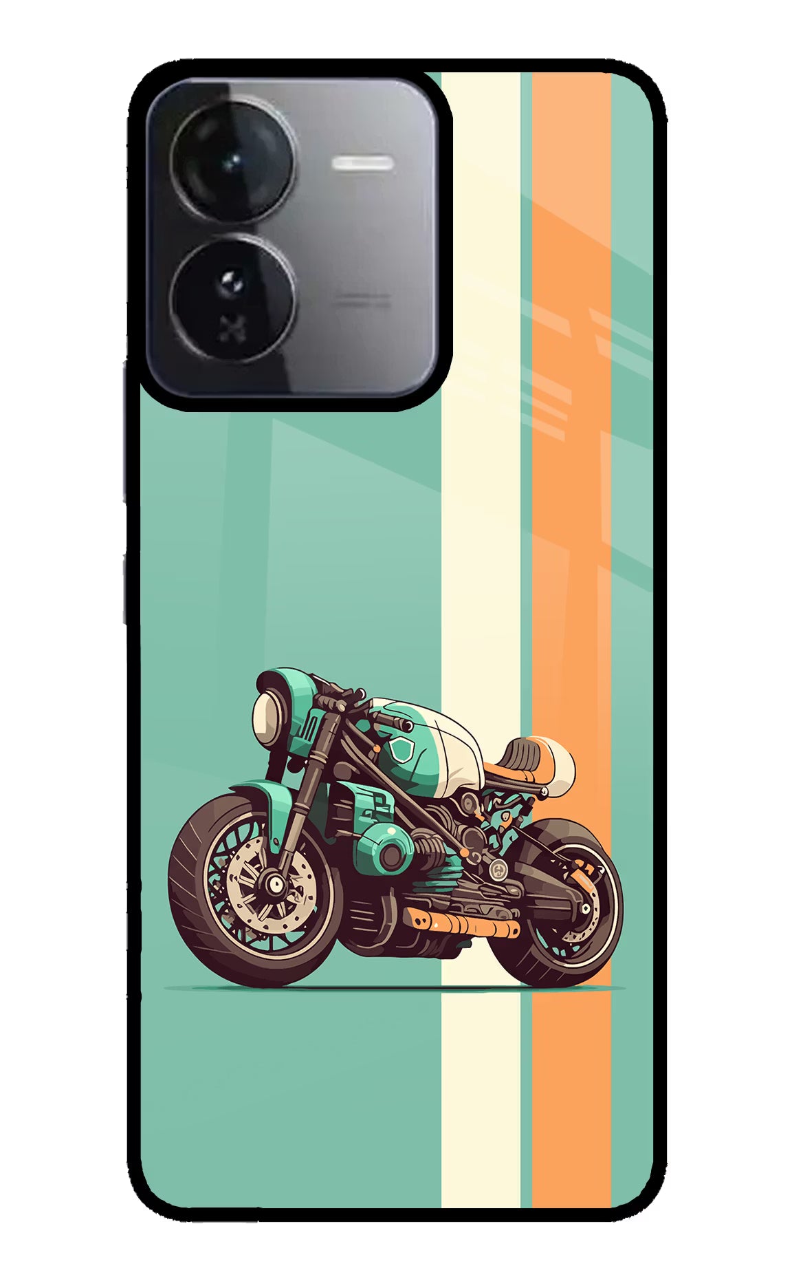 Striped Moto Drift iQOO Z9 5G Glass Case Back Cover by Casekaro
