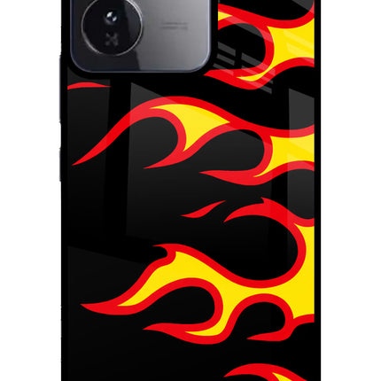 Side Sweep Flames iQOO Z9 5G Glass Case