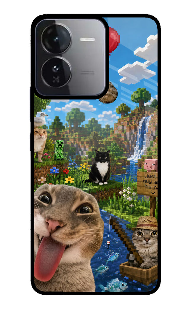 Minecraft Cat Chaos iQOO Z9 5G Glass Case