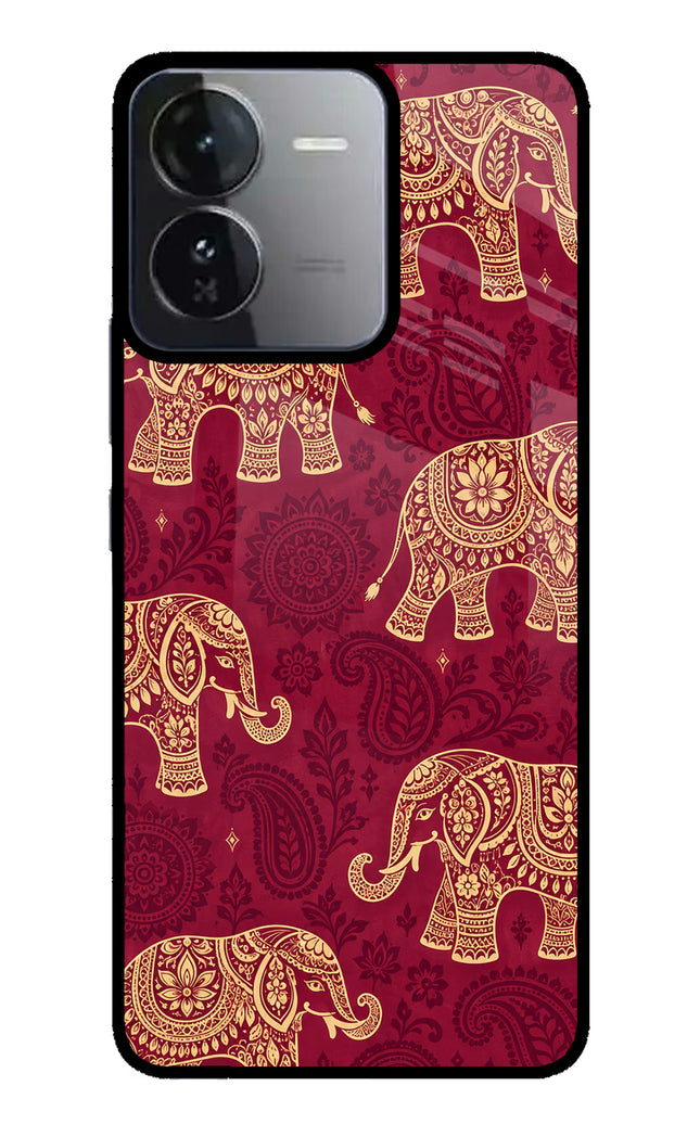 Maroon Elephant iQOO Z9 5G Glass Case Back Cover by Casekaro