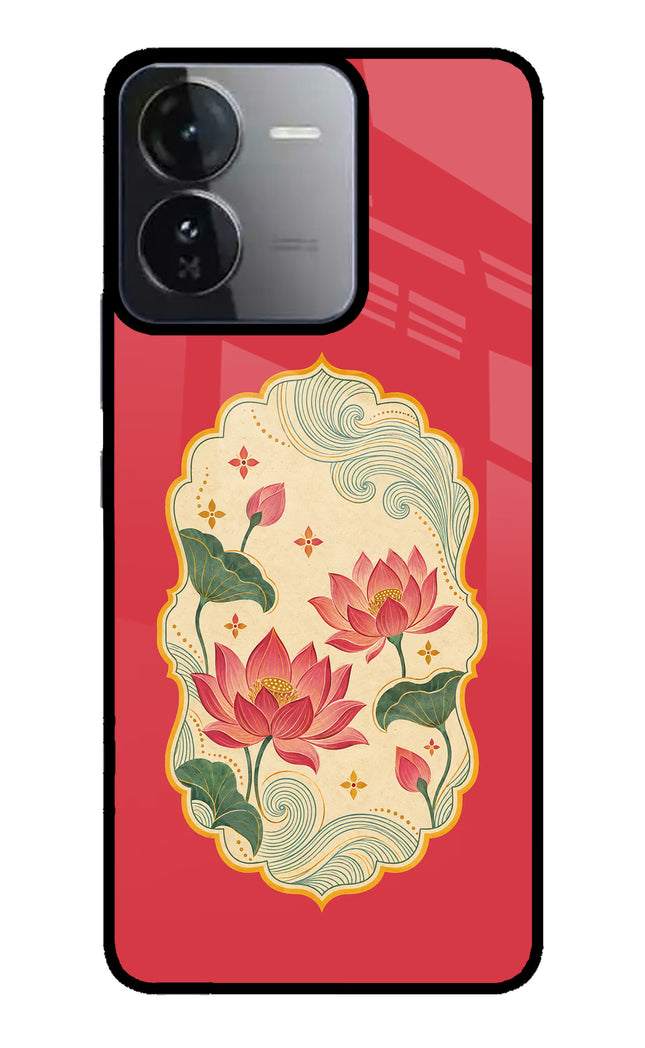 Pink Lotus iQOO Z9 5G Glass Case Back Cover by Casekaro