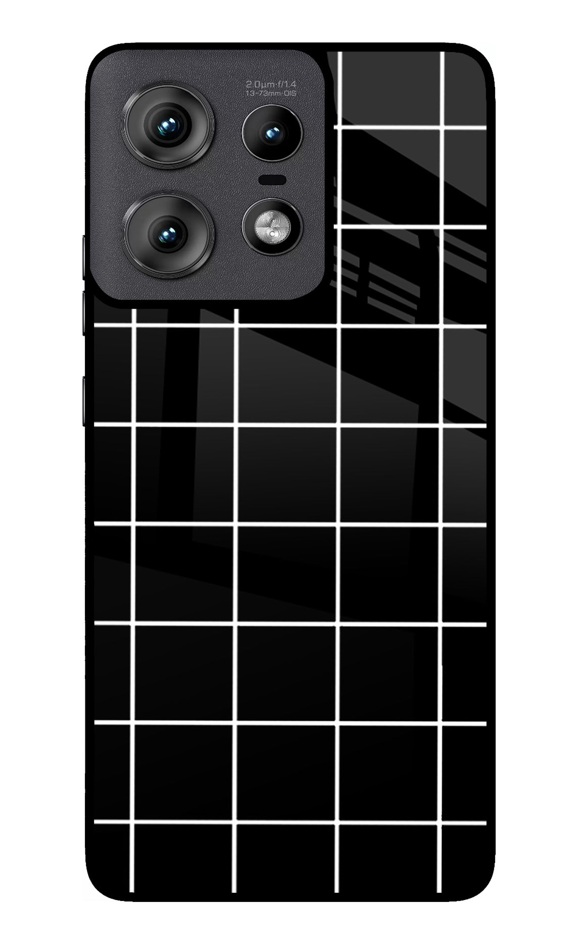 White Grid Moto Edge 50 Pro 5G Glass Case