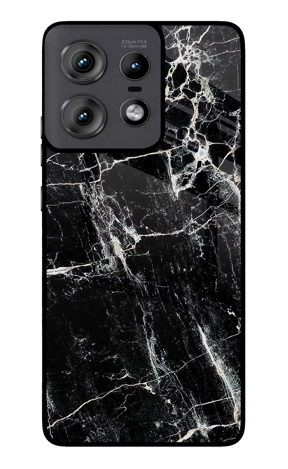 Black Marble Texture Moto Edge 50 Pro 5G Glass Case Back Cover by Casekaro