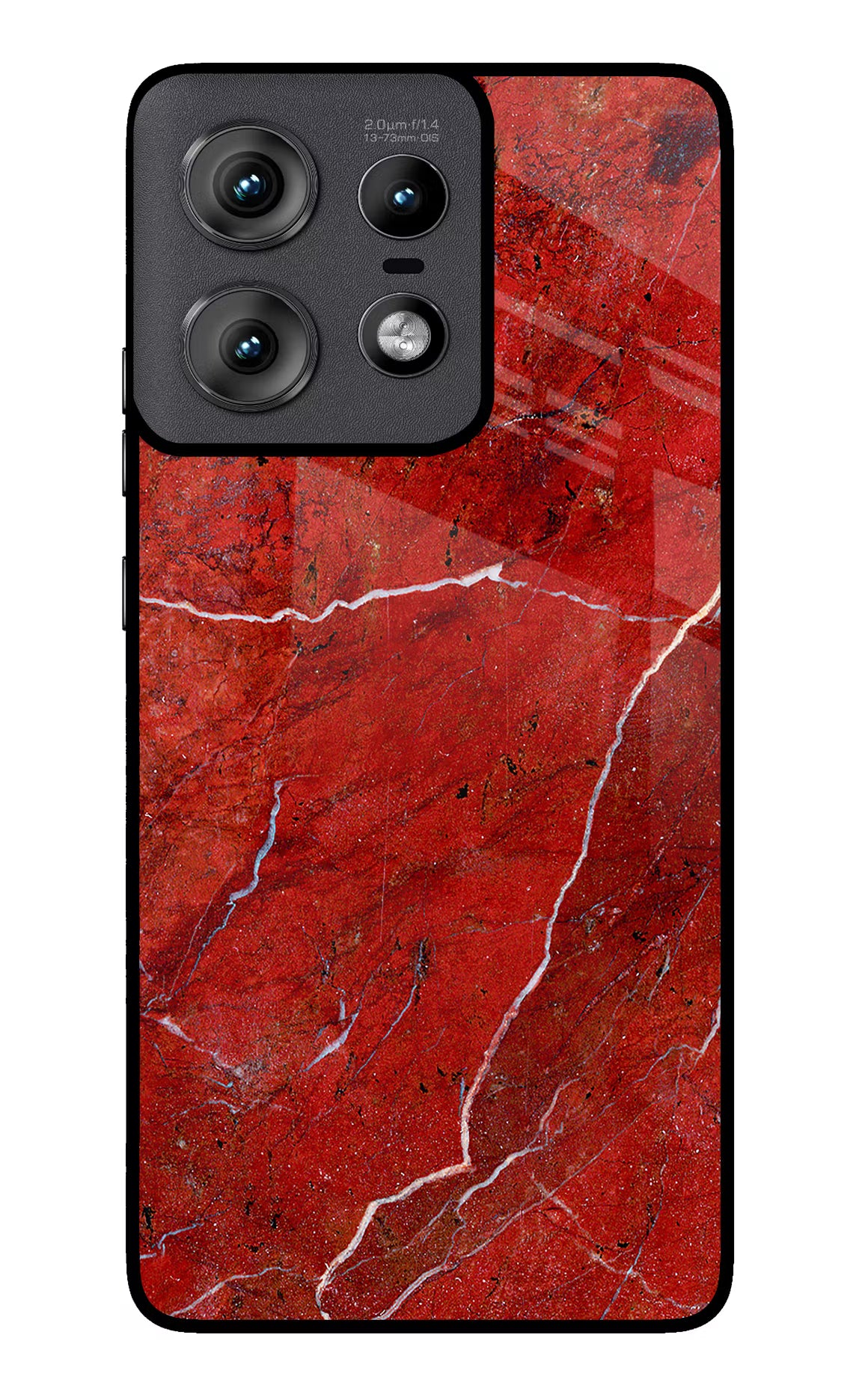 Red Marble Design Moto Edge 50 Pro 5G Glass Case Back Cover by Casekaro