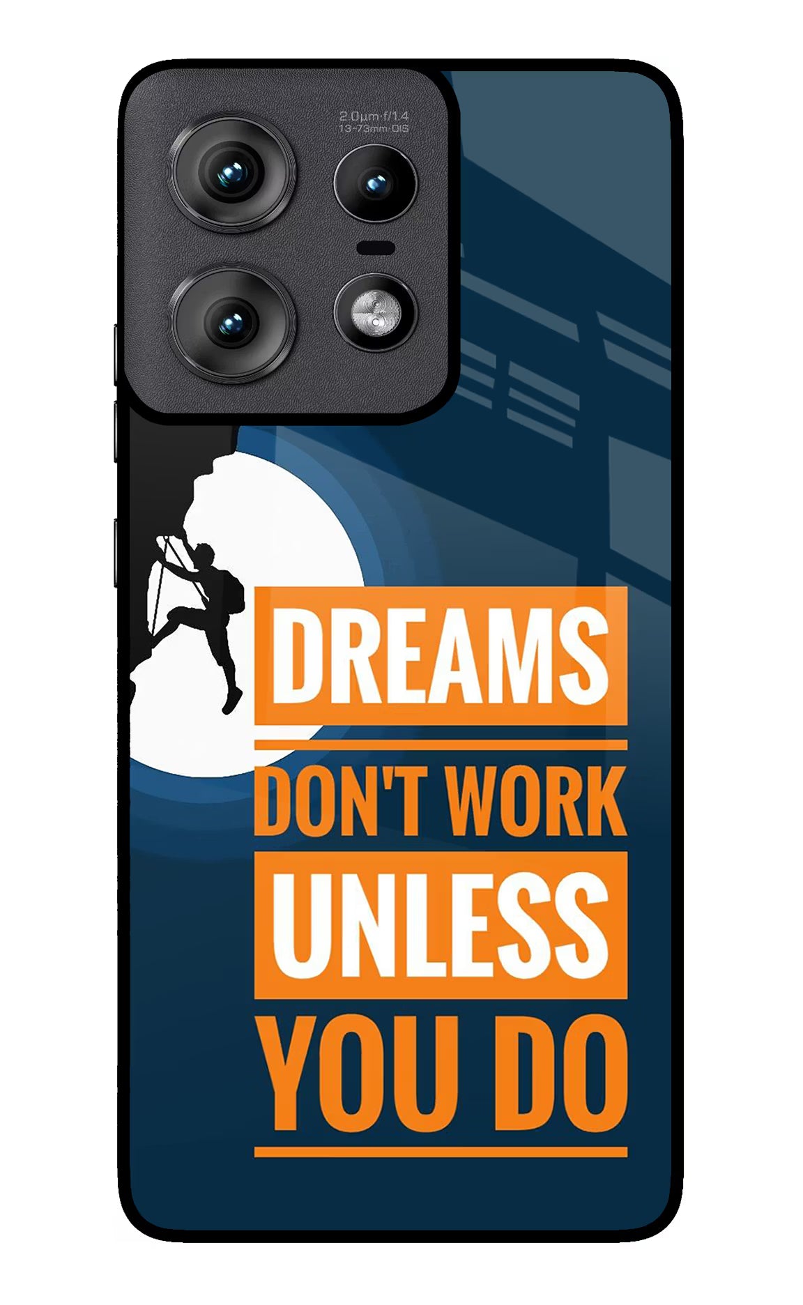 Dreams Don’T Work Unless You Do Moto Edge 50 Pro 5G Glass Case Back Cover by Casekaro