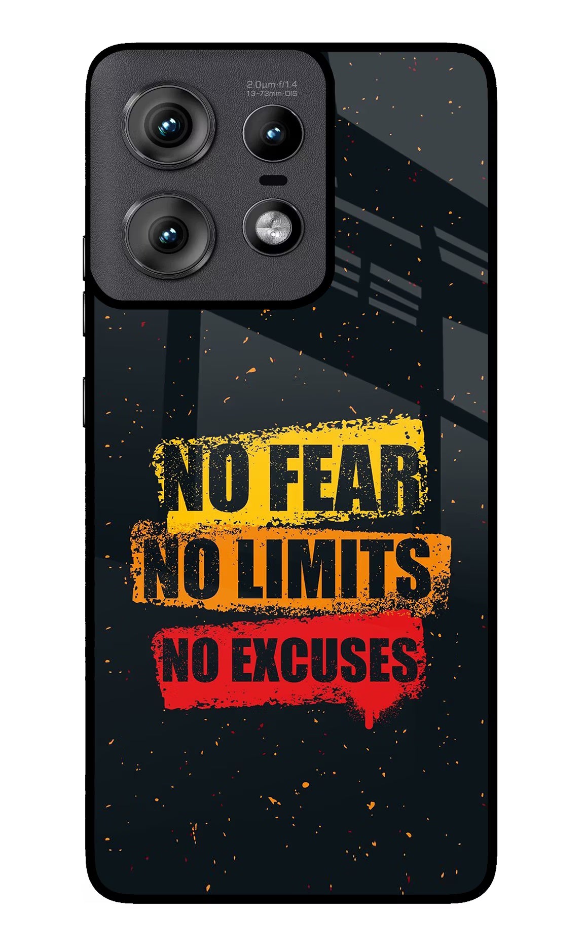 No Fear No Limits No Excuse Moto Edge 50 Pro 5G Glass Case Back Cover by Casekaro