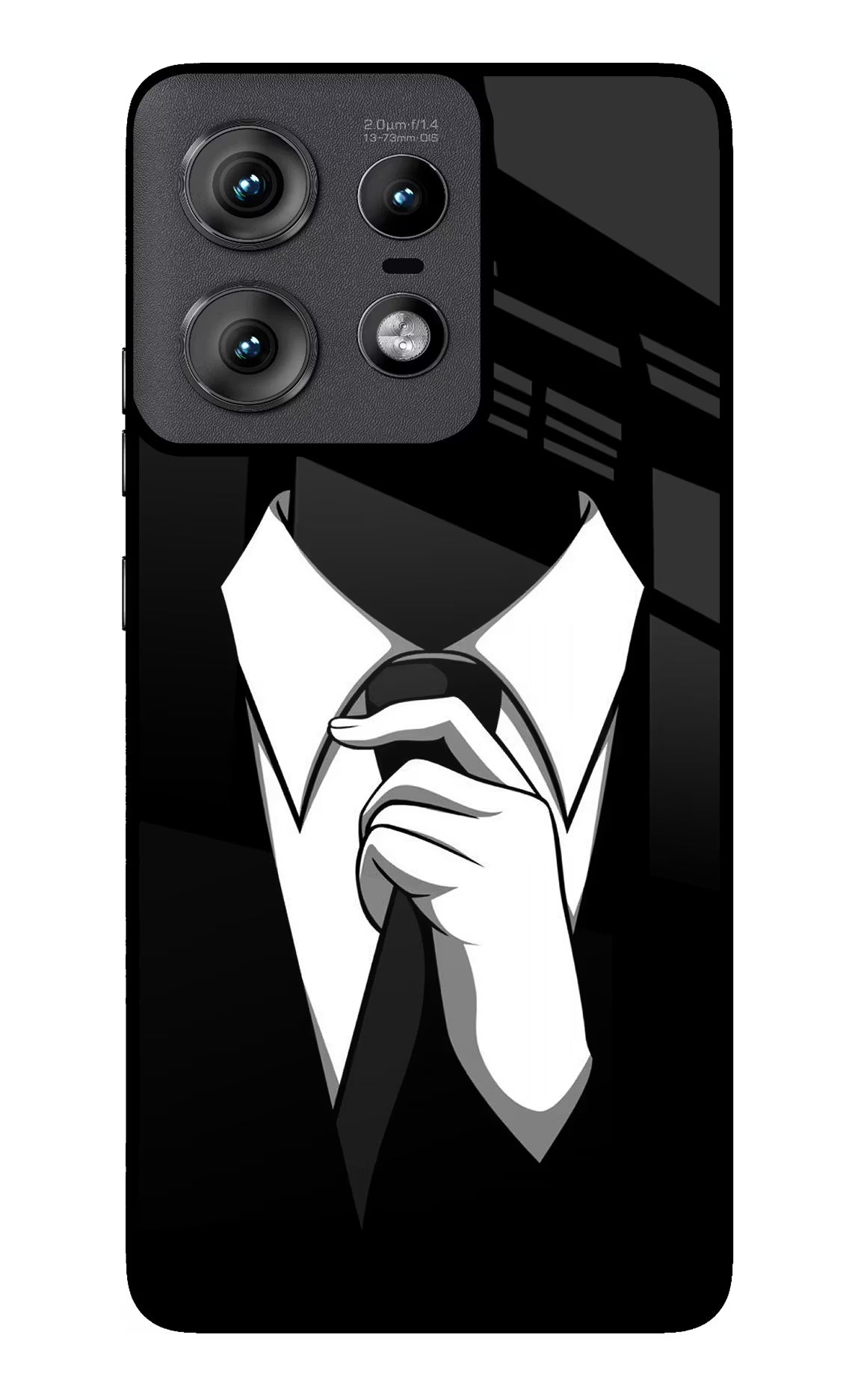 Black Tie Moto Edge 50 Pro 5G Glass Case Back Cover by Casekaro