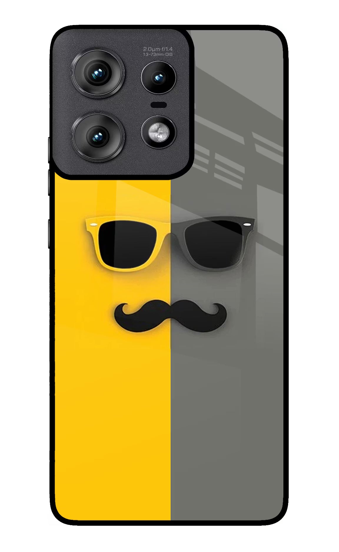 Sunglasses with Mustache Moto Edge 50 Pro 5G Glass Case Back Cover by Casekaro