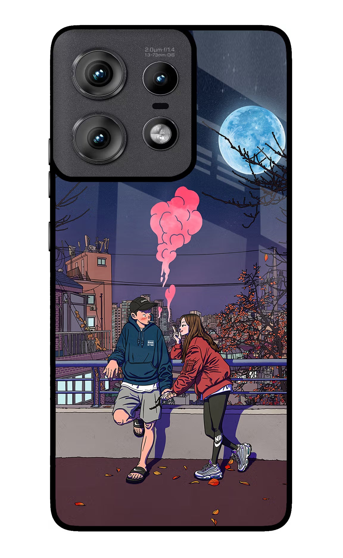 Chilling Couple Moto Edge 50 Pro 5G Glass Case Back Cover by Casekaro