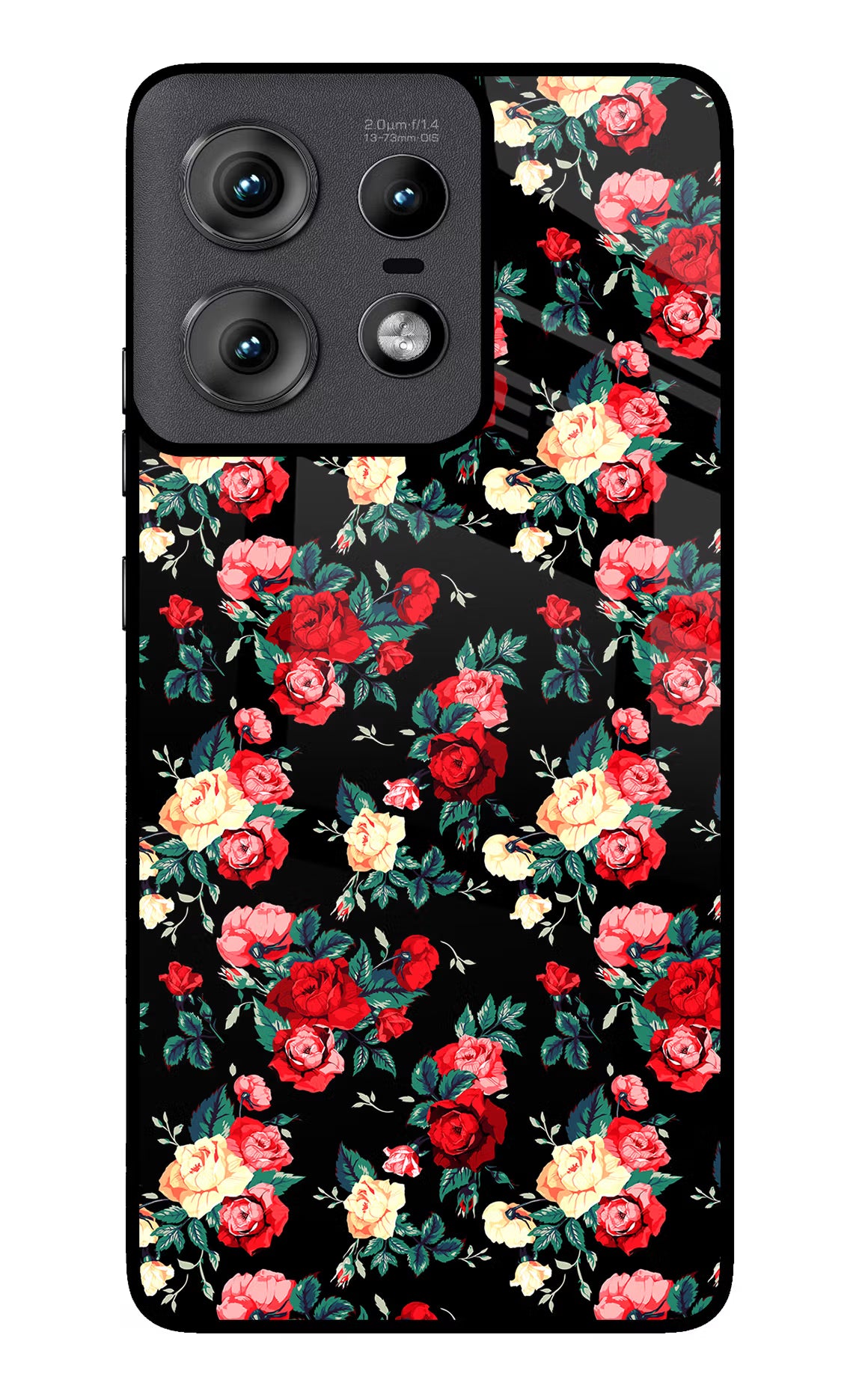 Rose Pattern Moto Edge 50 Pro 5G Glass Case Back Cover by Casekaro