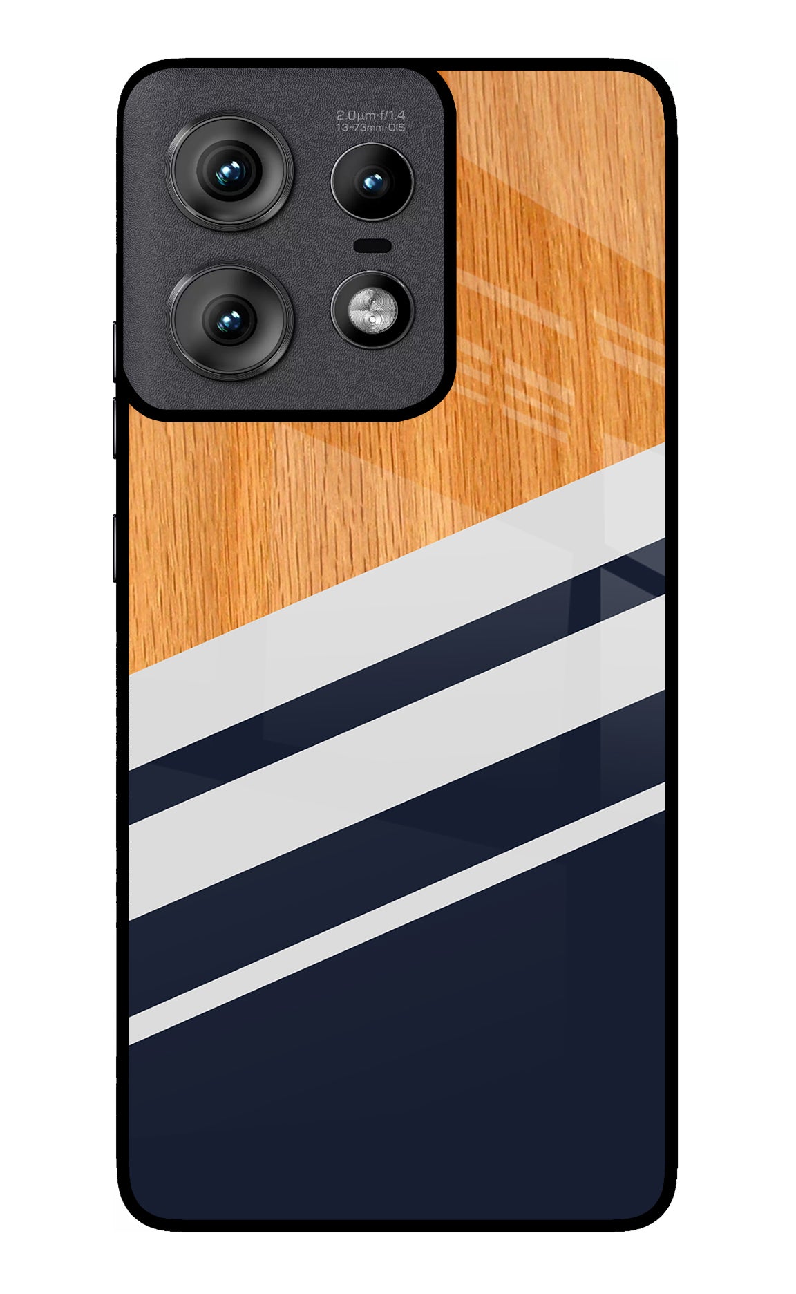 Blue and white wooden Moto Edge 50 Pro 5G Glass Case