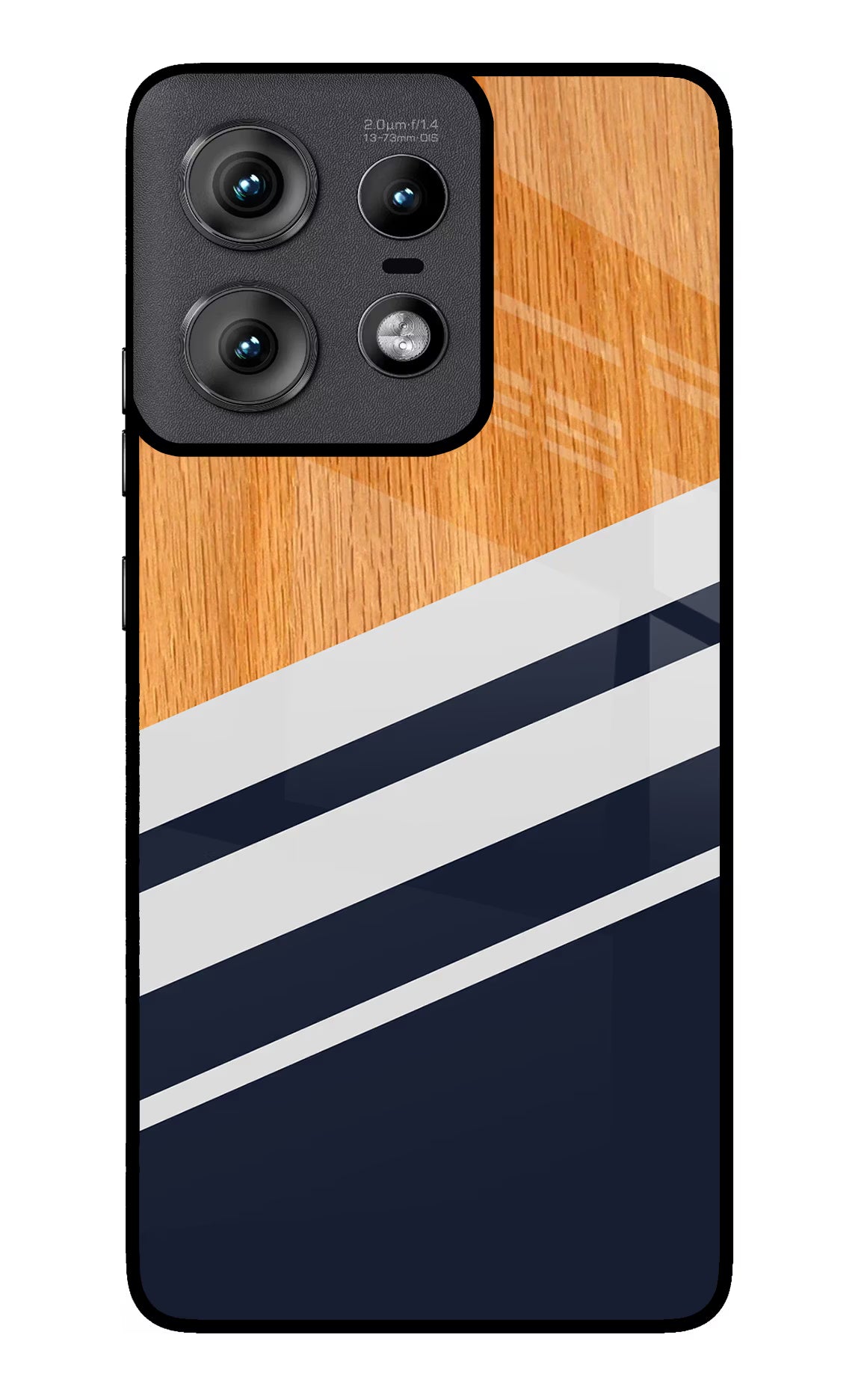 Blue and white wooden Moto Edge 50 Pro 5G Glass Case Back Cover by Casekaro