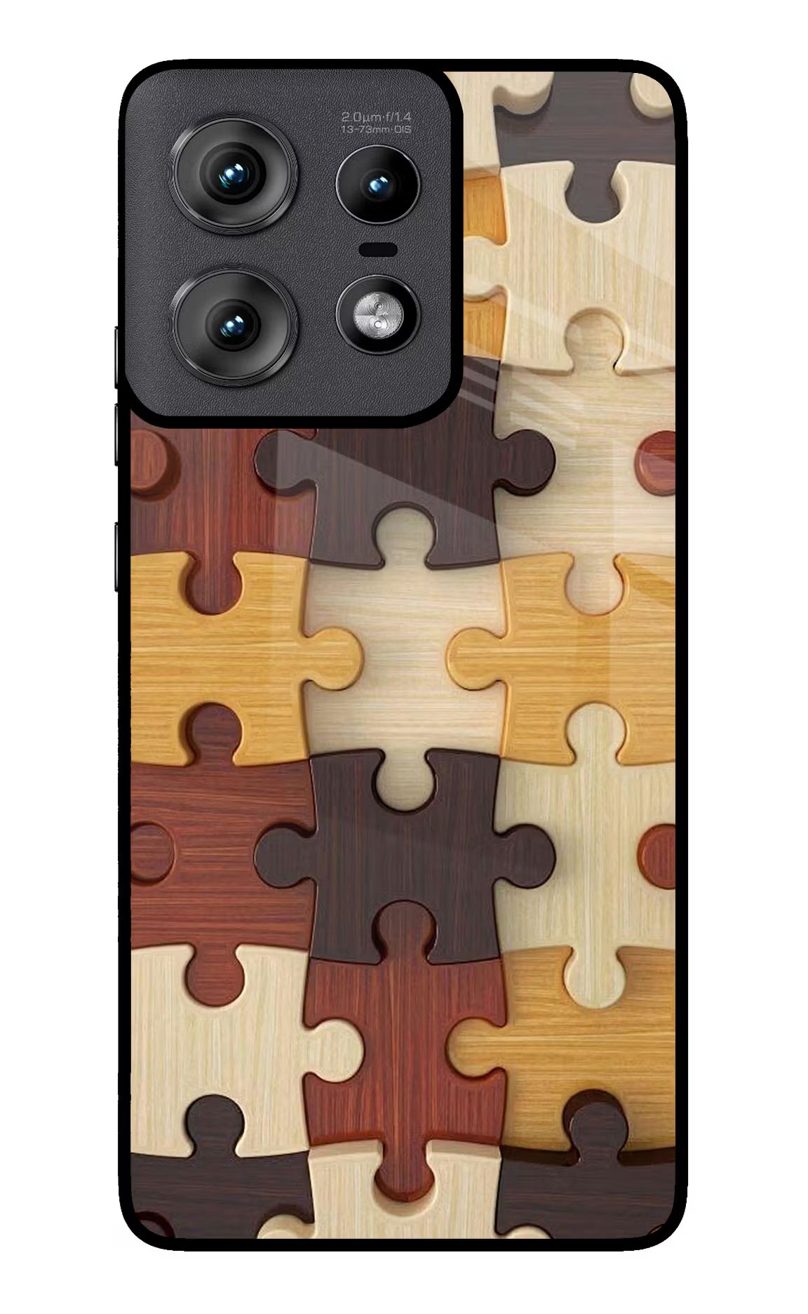 Wooden Puzzle Moto Edge 50 Pro 5G Glass Case Back Cover by Casekaro