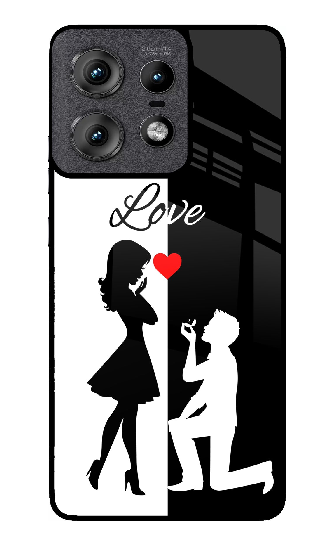 Love Propose Black And White Moto Edge 50 Pro 5G Glass Case