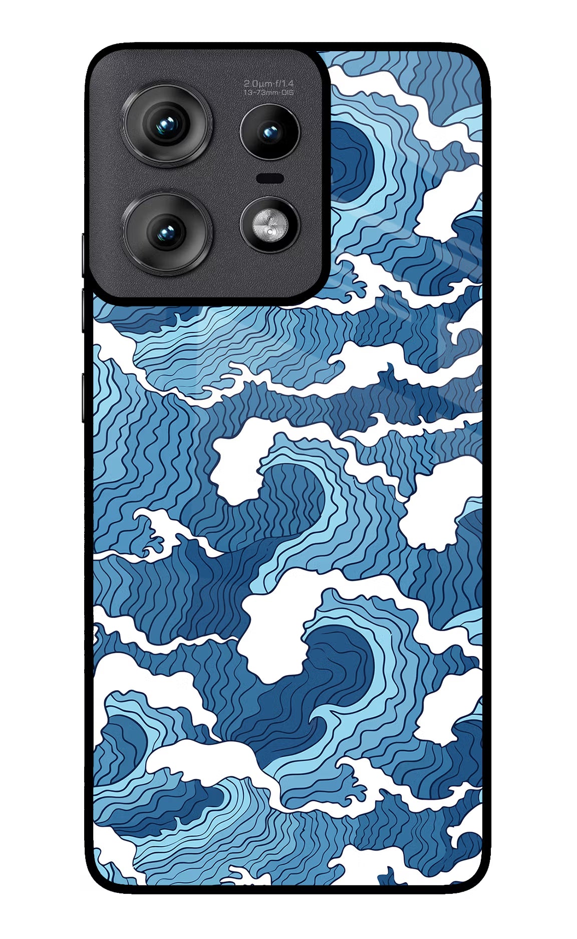 Blue Waves Moto Edge 50 Pro 5G Glass Case Back Cover by Casekaro