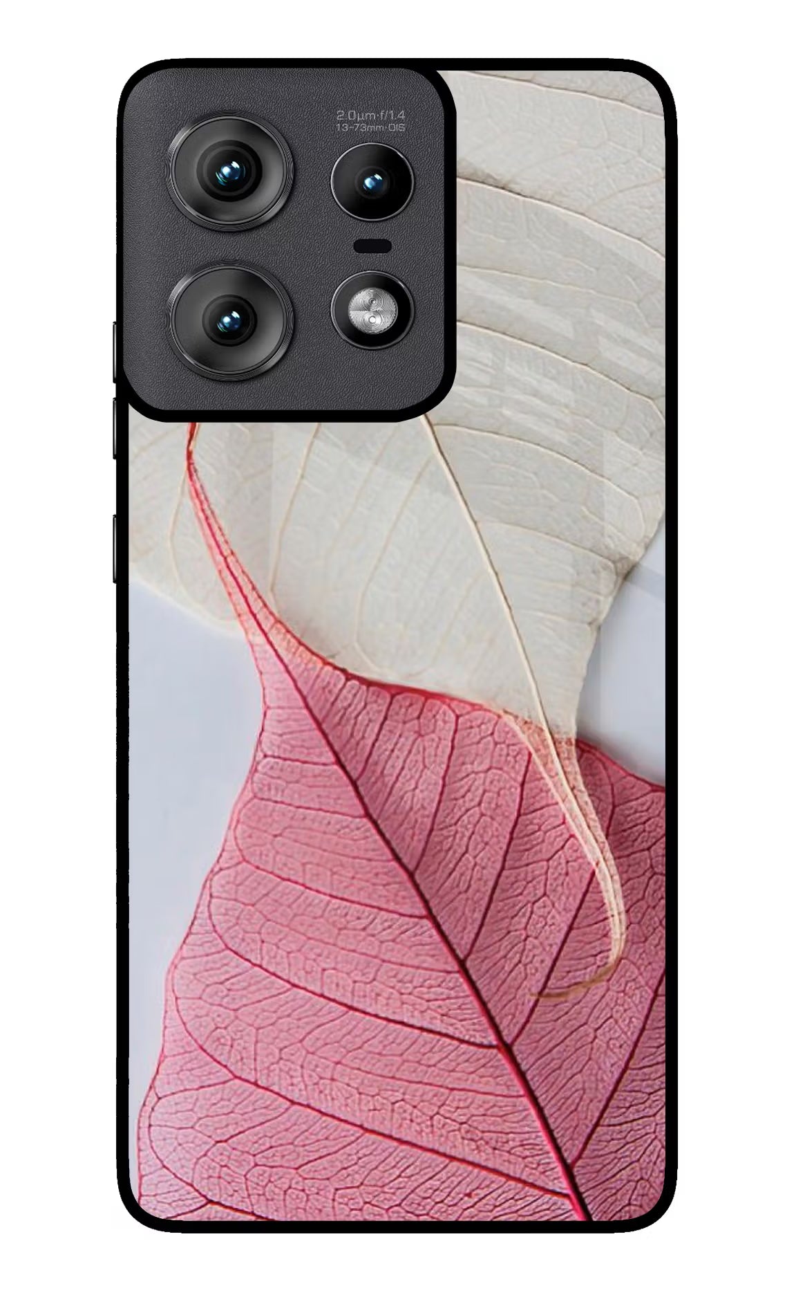 White Pink Leaf Moto Edge 50 Pro 5G Glass Case Back Cover by Casekaro