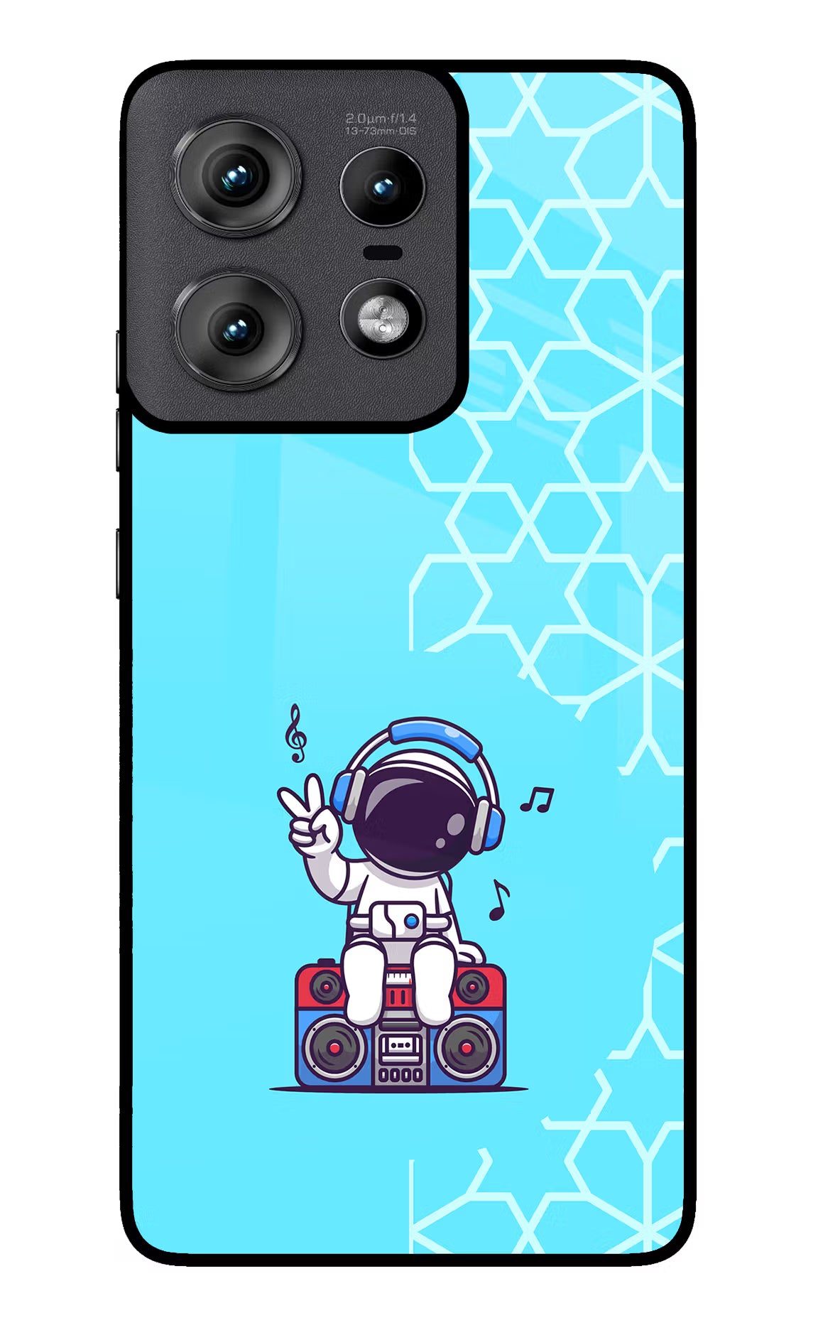 Cute Astronaut Chilling Moto Edge 50 Pro 5G Glass Case Back Cover by Casekaro