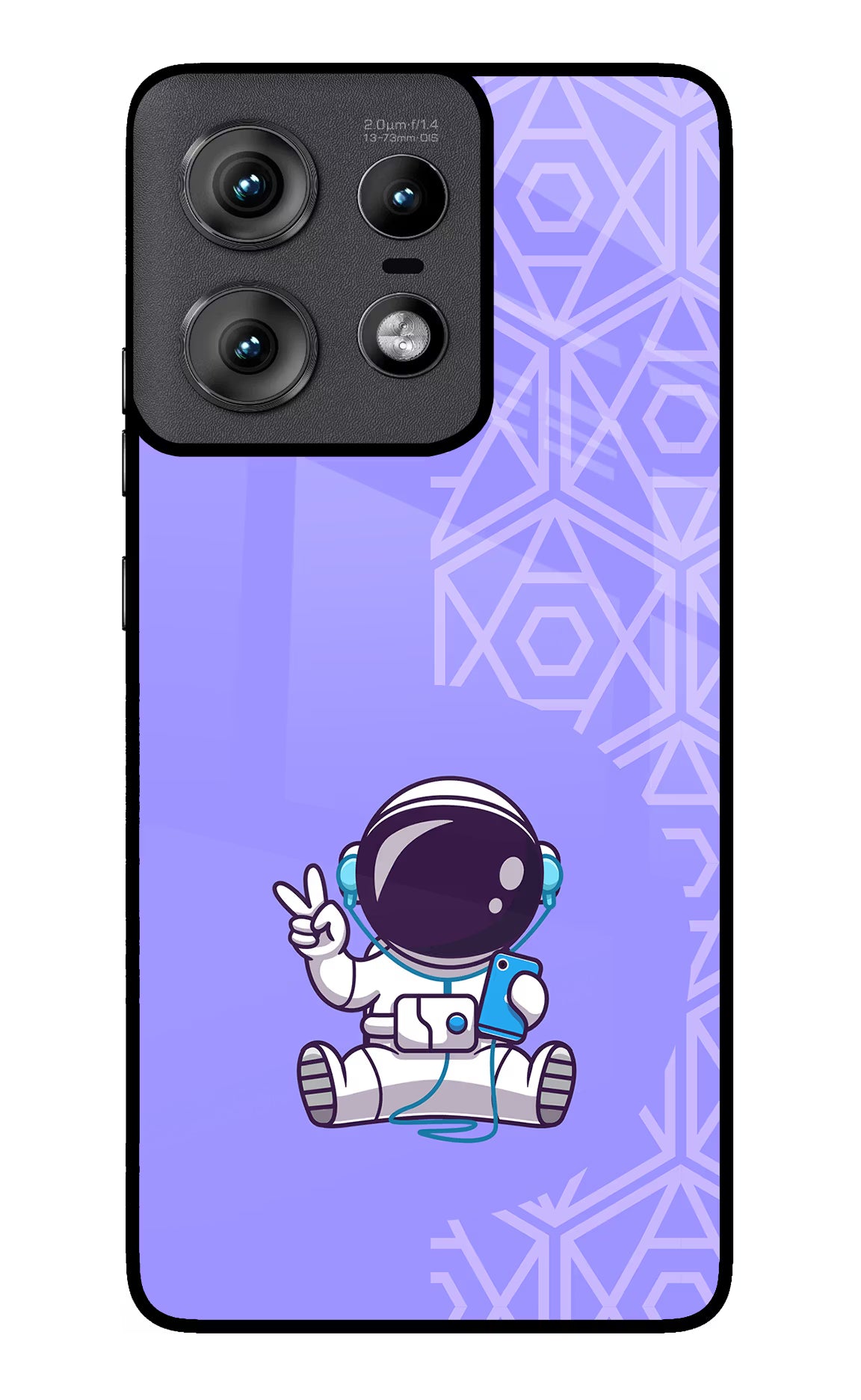 Cute Astronaut Chilling Moto Edge 50 Pro 5G Glass Case Back Cover by Casekaro
