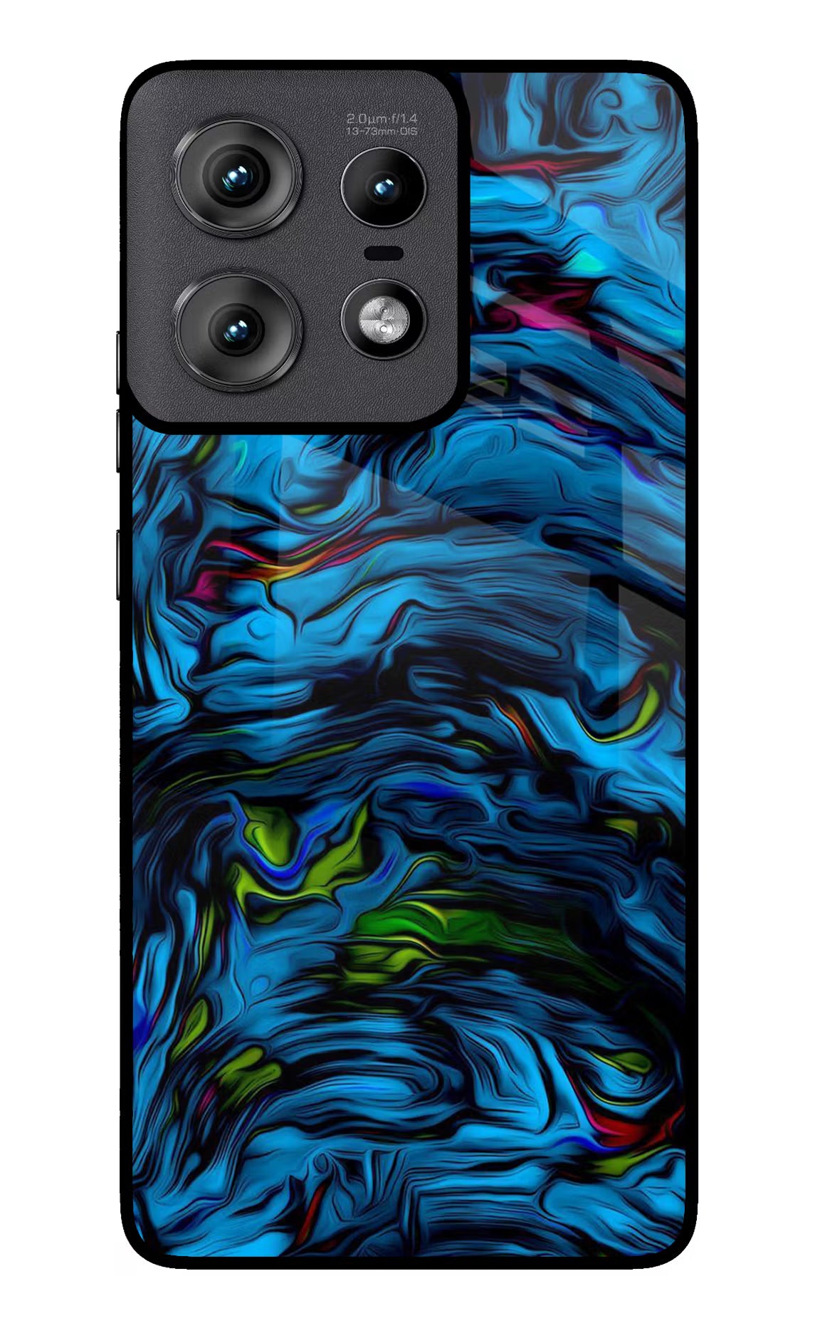 Dark Blue Abstract Moto Edge 50 Pro 5G Glass Case Back Cover by Casekaro
