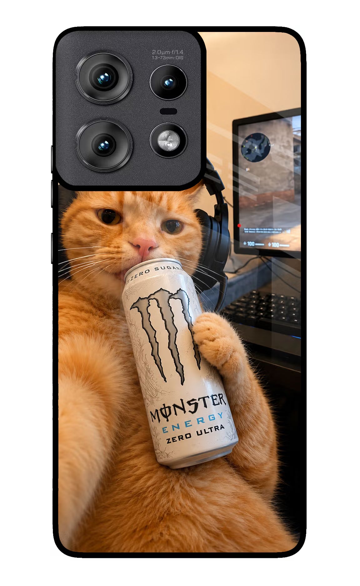 Gamer Cat Energy Moto Edge 50 Pro 5G Glass Case