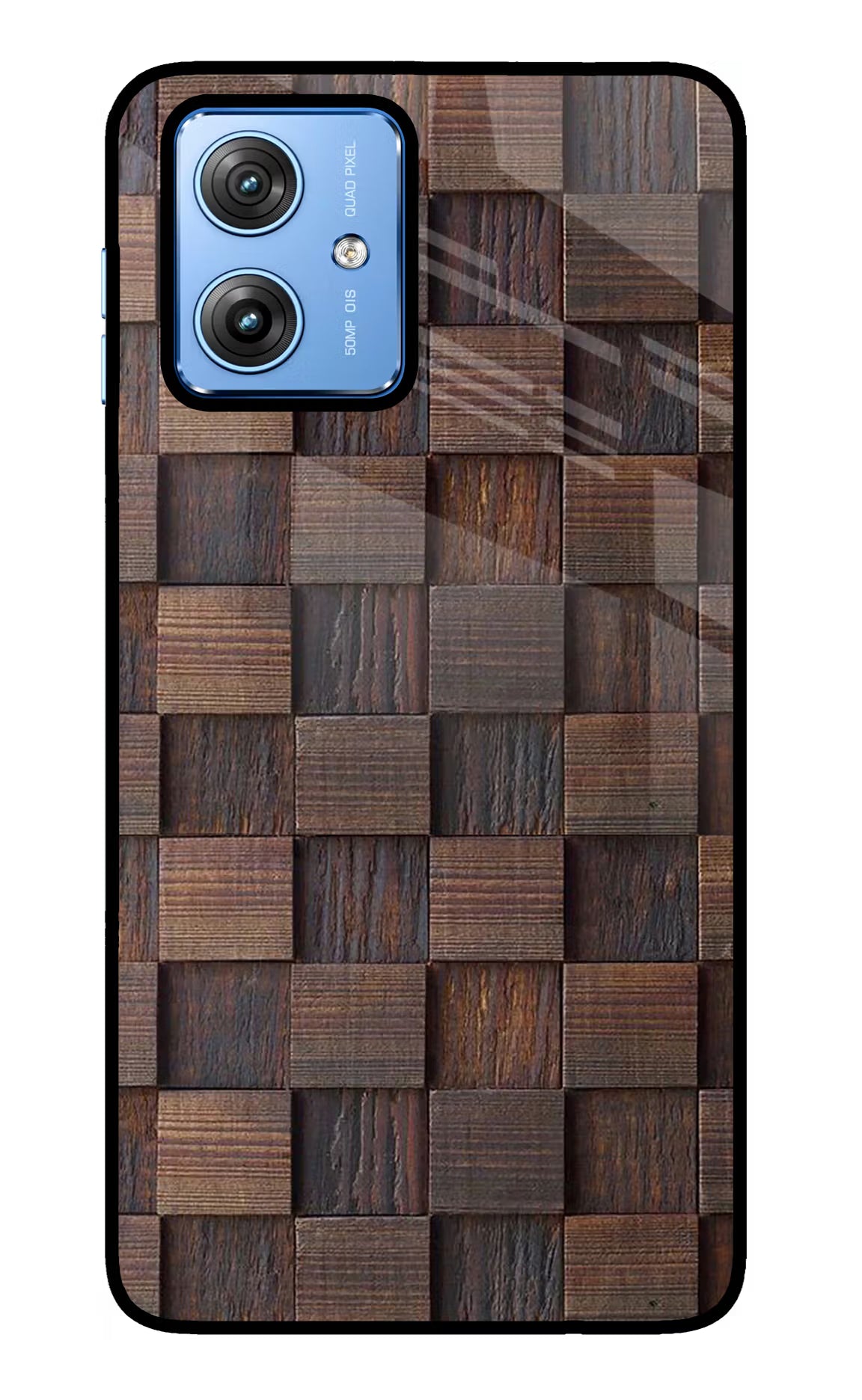 Wooden Cube Design Moto G64 5G Glass Case Back Cover by Casekaro