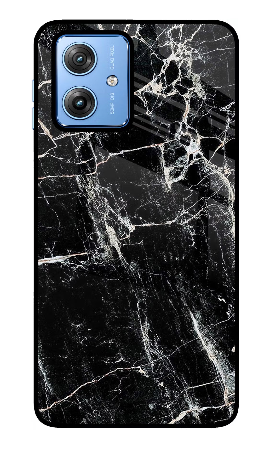 Black Marble Texture Moto G64 5G Glass Case Back Cover by Casekaro