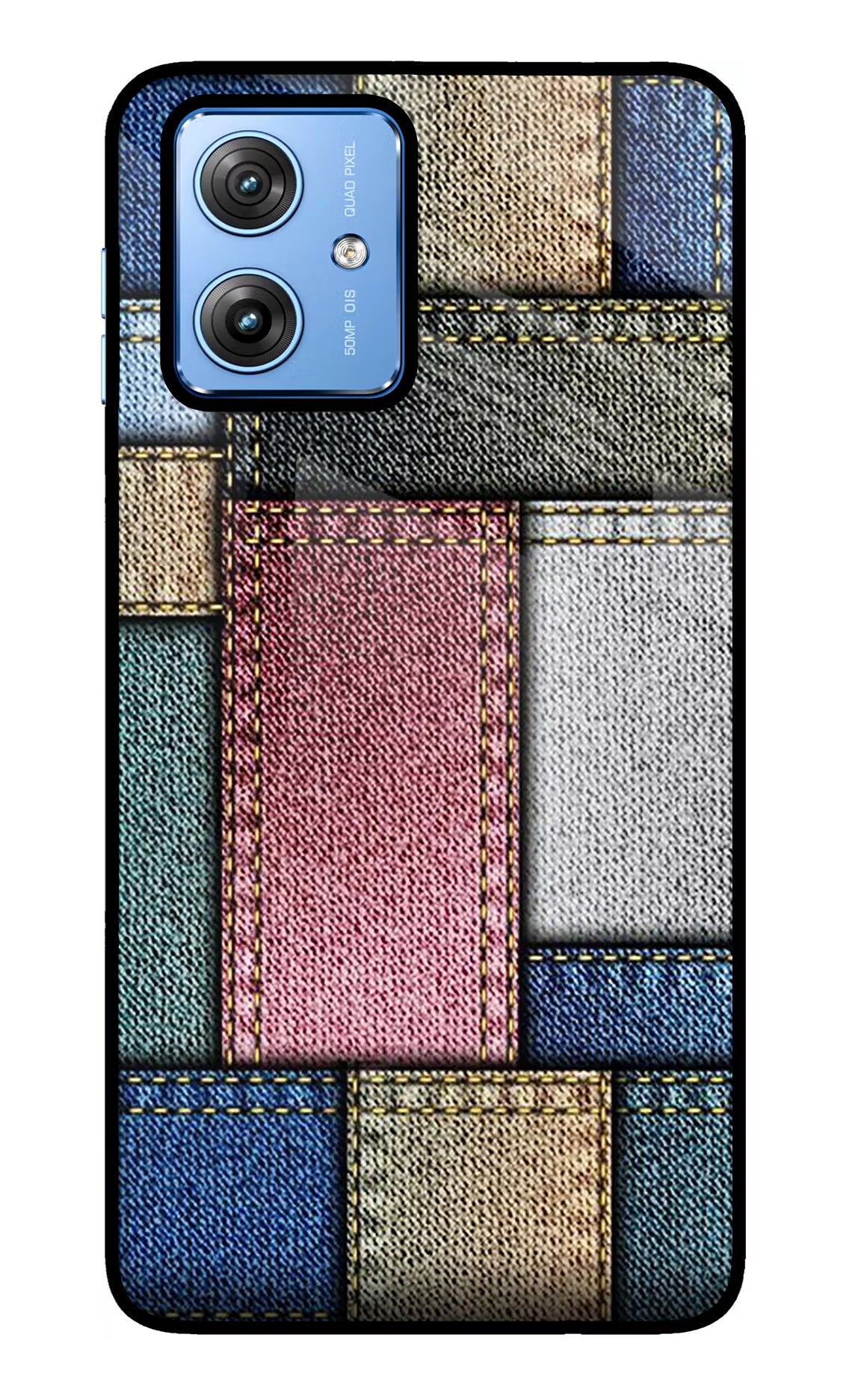 Multicolor Jeans Moto G64 5G Glass Case Back Cover by Casekaro