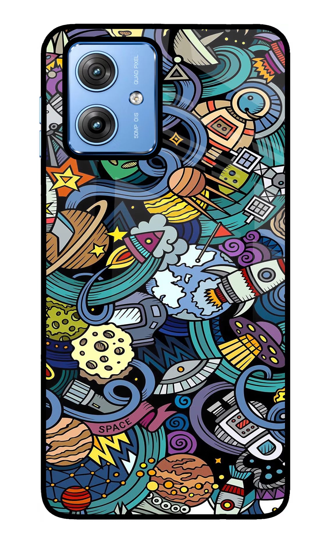 Space Abstract Moto G64 5G Glass Case Back Cover by Casekaro