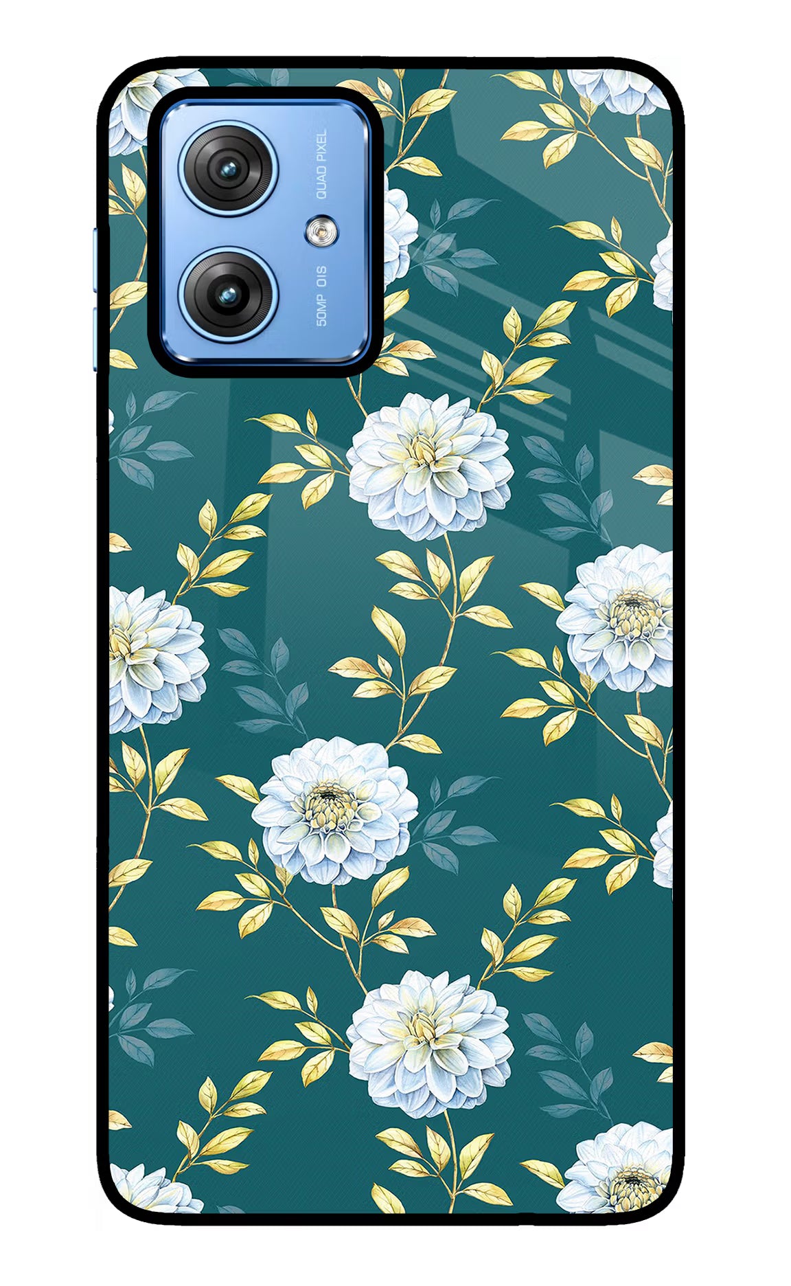 Flowers Moto G64 5G Glass Case Back Cover by Casekaro