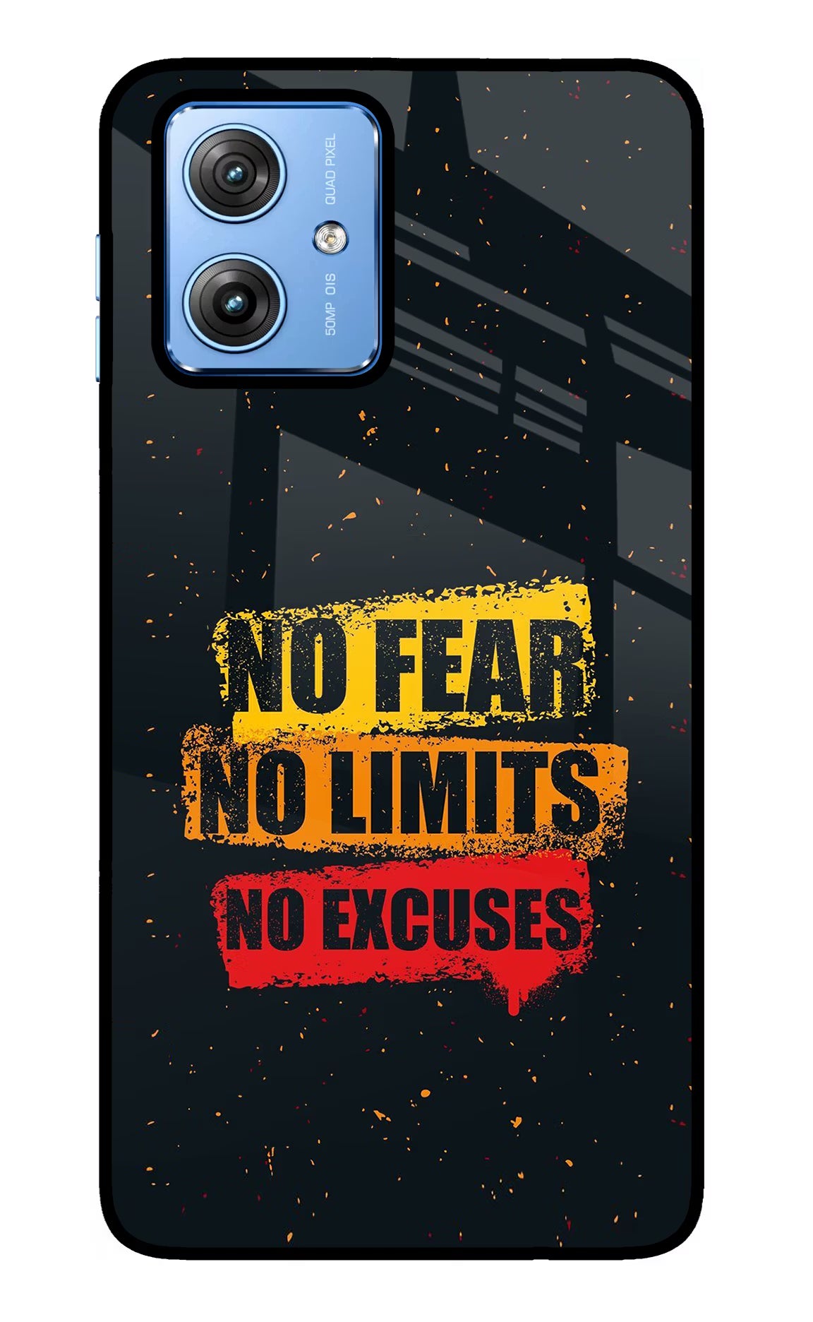No Fear No Limits No Excuse Moto G64 5G Glass Case Back Cover by Casekaro