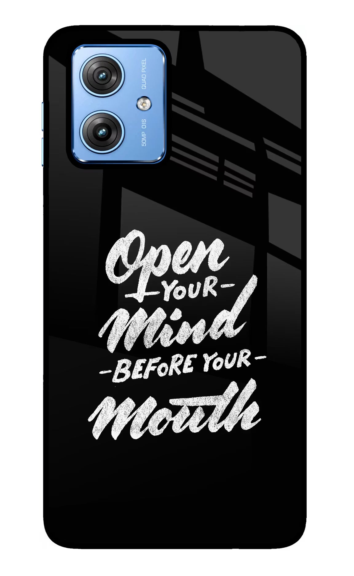 Open Your Mind Before Your Mouth Moto G64 5G Glass Case Back Cover by Casekaro