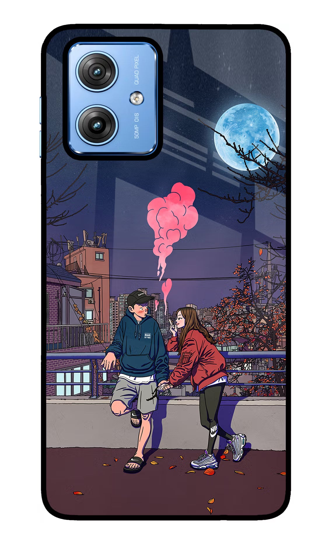 Chilling Couple Moto G64 5G Glass Case Back Cover by Casekaro