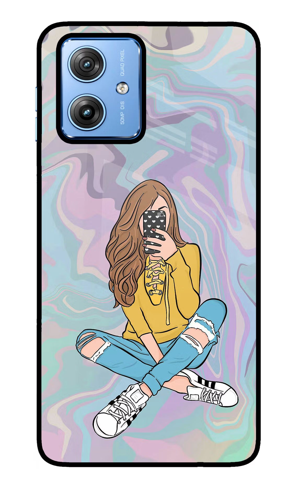 Selfie Girl Moto G64 5G Glass Case Back Cover by Casekaro