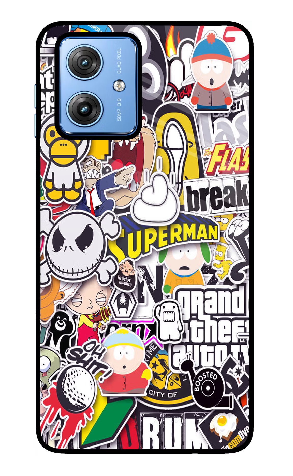 Sticker Bomb Moto G64 5G Glass Case Back Cover by Casekaro