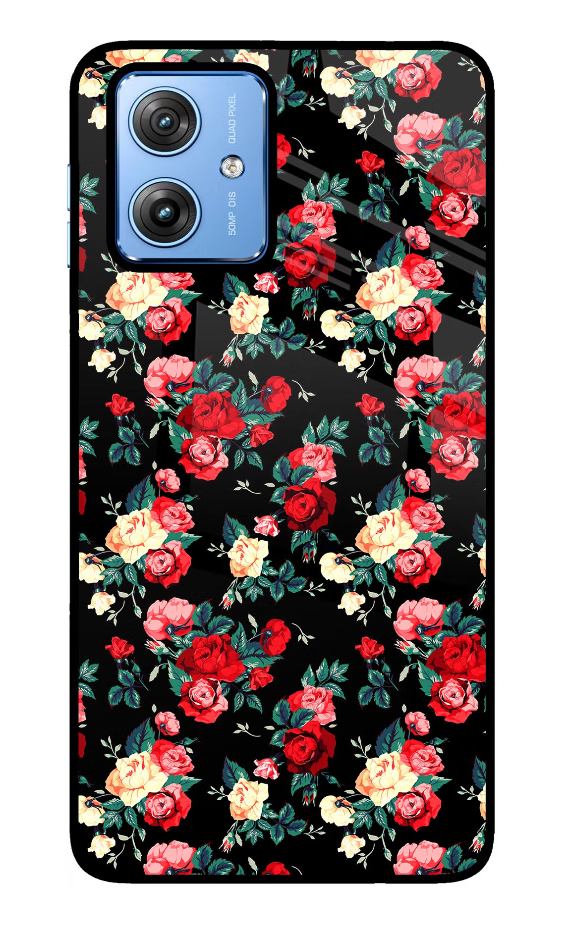 Rose Pattern Moto G64 5G Glass Case Back Cover by Casekaro
