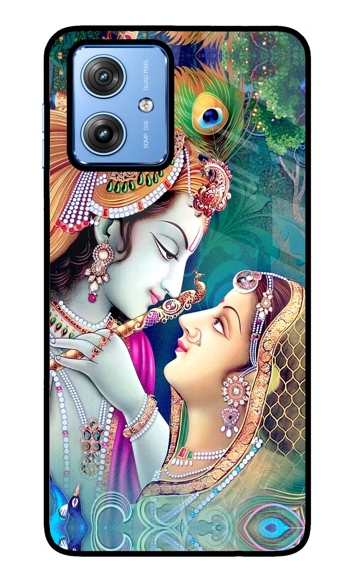 Lord Radha Krishna Moto G64 5G Glass Case Back Cover by Casekaro