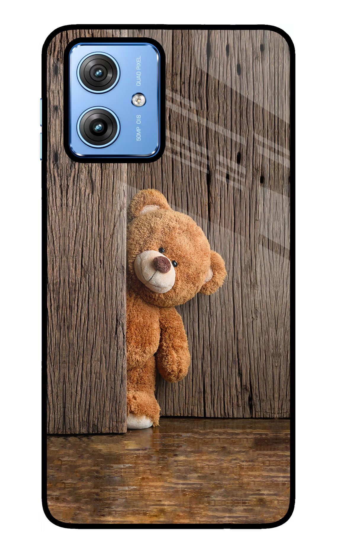 Teddy Wooden Moto G64 5G Glass Case Back Cover by Casekaro