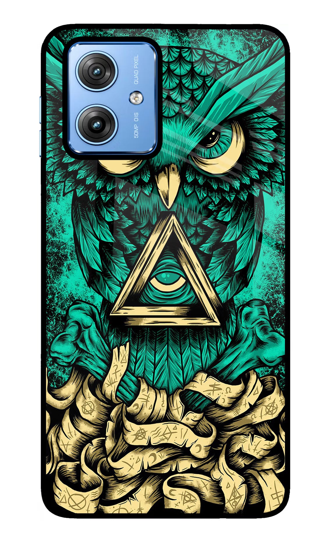Green Owl Moto G64 5G Glass Case Back Cover by Casekaro