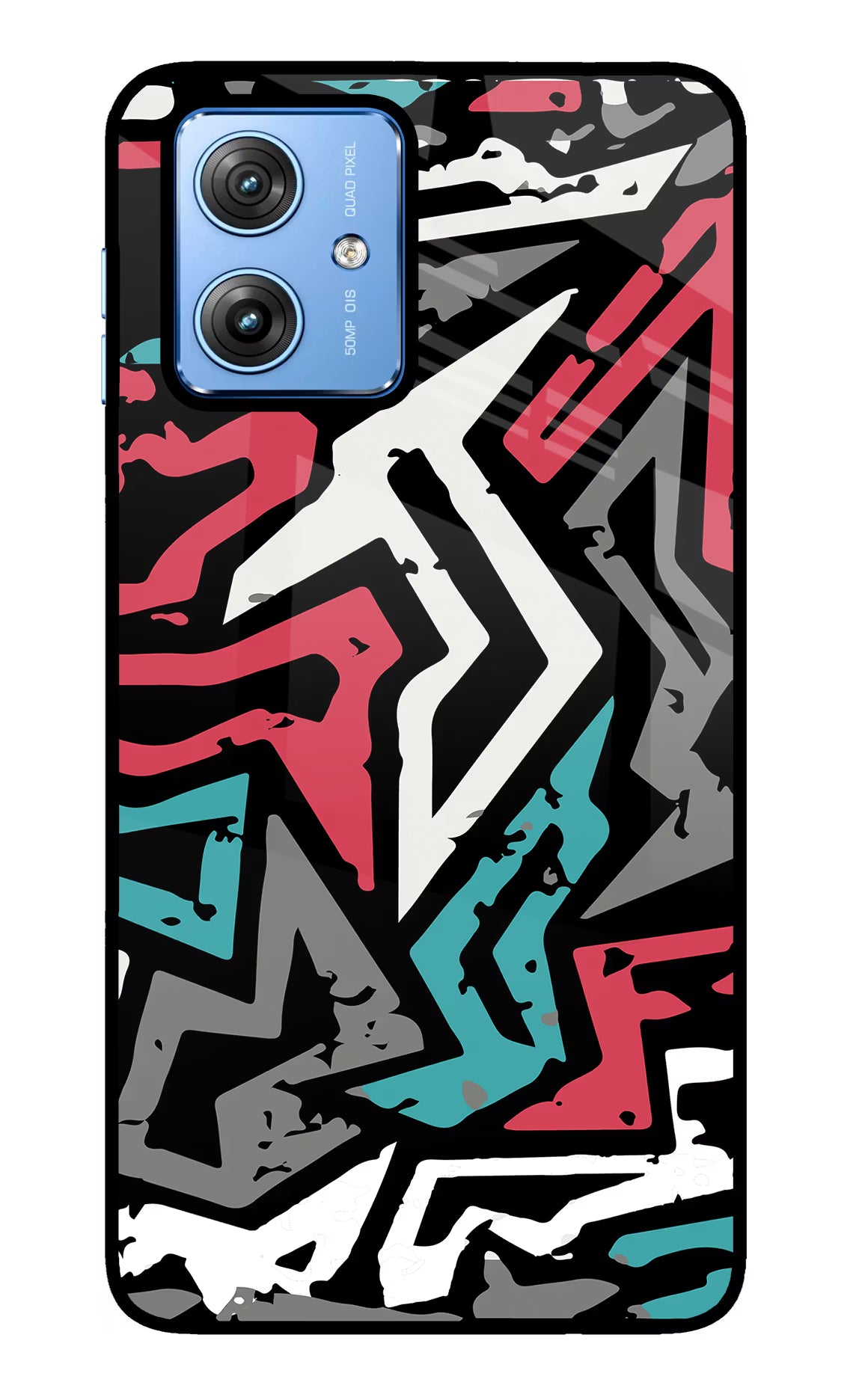 Geometric Graffiti Moto G64 5G Glass Case Back Cover by Casekaro